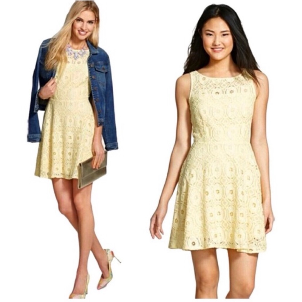 B Dakota yellow eyelet fit flare dress 2